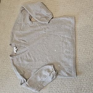 Loft v-neck sweater with sequins, size medium, taupe